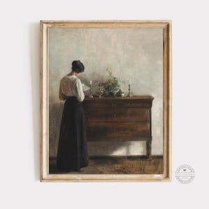 Woman Reading Vintage Art Print | Digital Download | Antique Portrait Oil Painting | Printable Wall Art ID179