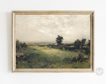 Vintage Country Landscape Oil Painting Art Print (Digital Download)