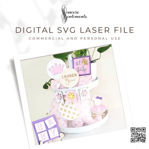 Baby Girl Tier Tray SVG / Tier Tray SVG / Laser Cut File / Baby Decor / Glowforge Tier Tray File / Glowforge File / Laser SVG File /