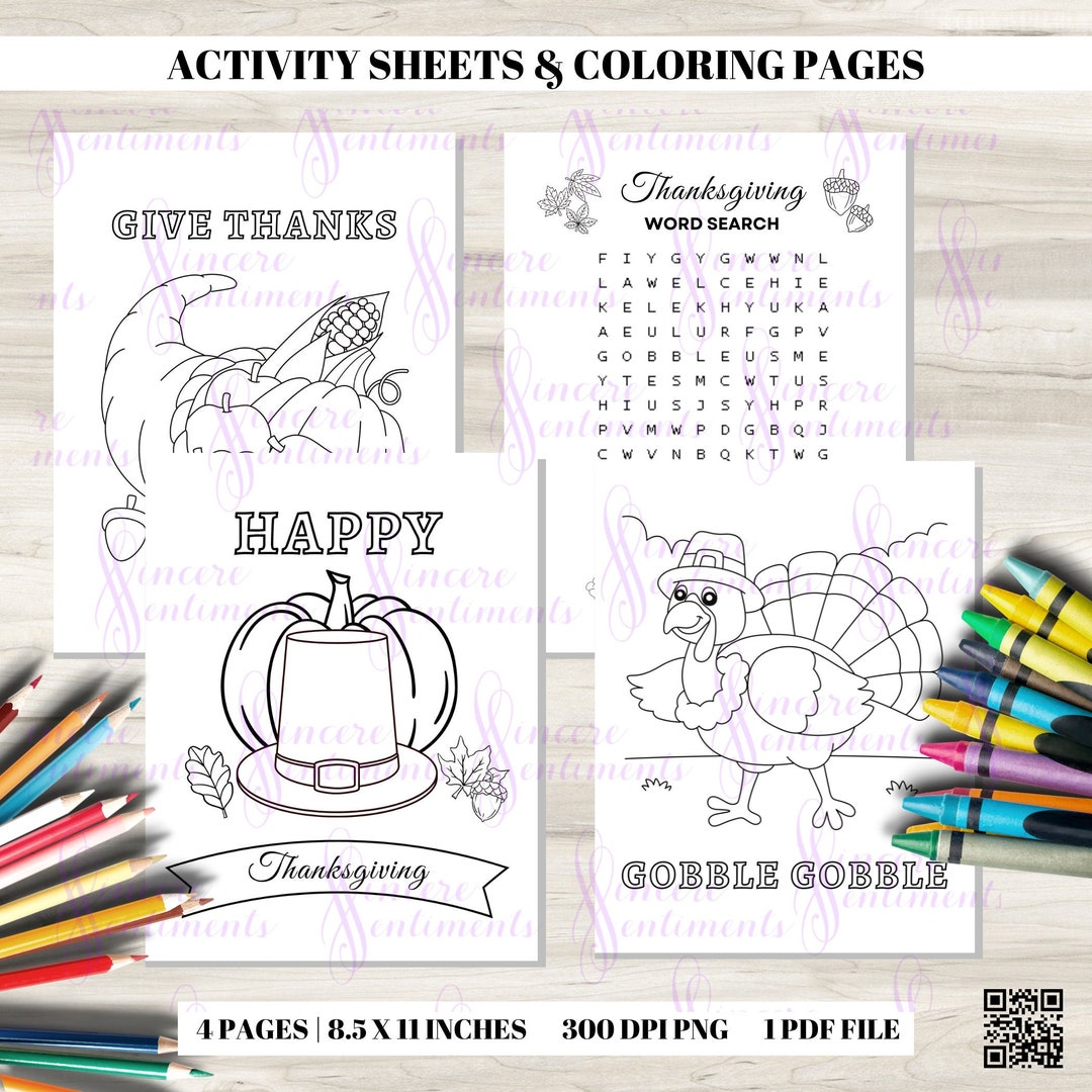 Thanksgiving and Fall Printable Activity & Coloring Pages - Etsy