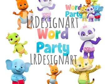 Word party 9 clip art png digitale/cartone animato png/scarica word party png/stampabile su camicia png/tartaruga tilly