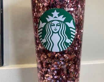 Rose Pink Snowglobe Starbucks Tumbler