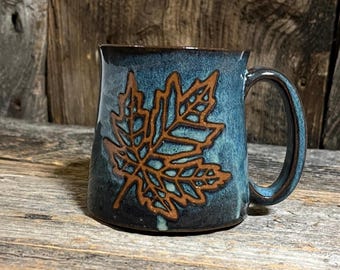 12oz Maple Mug | Electric Blue | Ceramic Hand Thrown Pottery Drinking Vessel | Made in Vermont