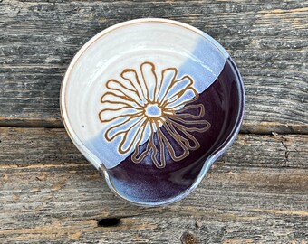 Flower Spoon Rest | Purple, Lavendar, White | Handmade Ceramic Kitchen Accessory