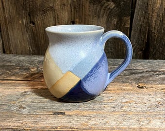 Hand Thrown Pottery Mug: Patchwork Ceramic Coffee Cup, Made in Vermont