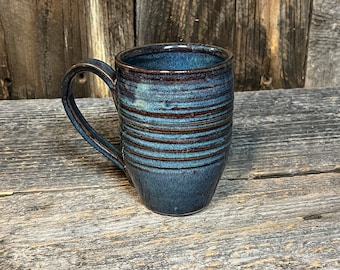 12oz Textured Mug | Electric Blue | Ceramic Hand Thrown Pottery Drinking Vessel