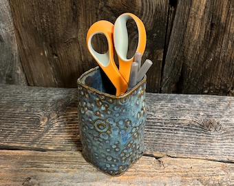 Ceramic Pen Holder | Ocean Celadon | Bubble Texture | Handmade Plant Lover Gift