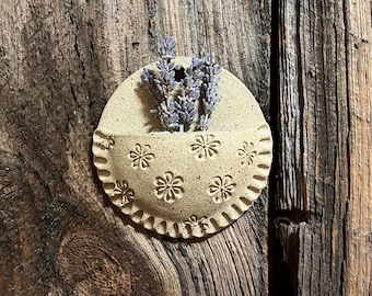 Wall Pocket | Flower Pattern | Crisp White or Natural | Handmade Decor | Made in Vermont