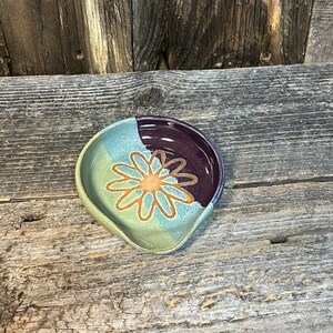 Flower Spoon Rest | Sage, Purple | Handmade Ceramic Kitchen Accessory