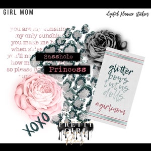 GIRL MOM Collection By PrettyGirlPlansCo, Digital Planner Stickers Digital planning, Goodnotes stickers, Clipart,
