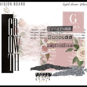 The Vision Board Collection, Digital planner stickers, Digital planning, Goodnotes stickers, Clipart, Floral, Feminine, Stylish