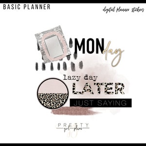 Basic Planner Stickers by Pretty Girl Plans, Digital planner stickers, Digital planning, Goodnotes stickers, Clipart, Feminine, Stylish,