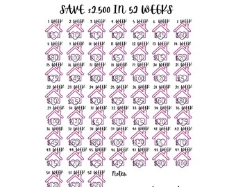 Save 2500 Envelope Challenge / 52 Week Savings Challenge / Money Tracker / Digital Instant Download / Imprimable / US Letter Size