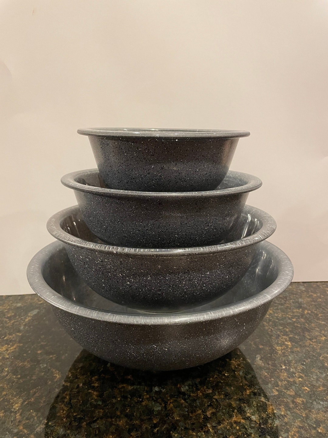 Vintage Pyrex Speckled Granite Full Bowl Set of 4 Etsy