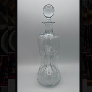 Vintage Holmegaard &quot;KLUK KLUK&quot; Pinch Art Glass Tall Decanter with Stopper 13&quot;