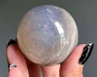 Rare Smoky Blue Rose Quartz Crystal Sphere | Smoky Phantom Girosol Stone Sphere | Pink Opalesence + Blue Dumortierite + Asterism