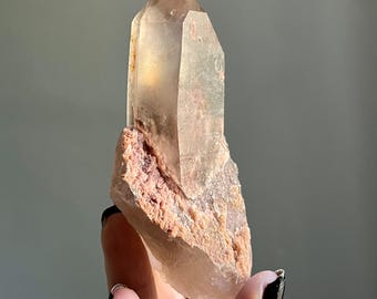 Pink Lithium Citrine Lemurian Quartz Crystal | Rare Find | 157g | Chlorite, Manifestations | Bahia Brazil