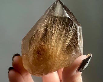 Saturated Golden Rutilated Citrine Quartz Crystal Point | High Grade Gold Rutile in Quartz | Natural Citrine Manifestation Quartz