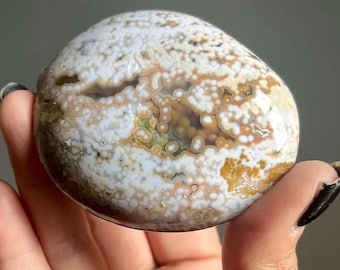 Rare 2nd Vein Jelly Ocean Jasper Palm Stone | Old Stock Orbicular Jasper | Large Marovato Jasper Crystal Specimen from Madagascar