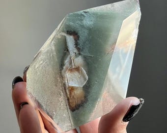 Rare Pink Lithium Green Chlorite Manifestation Quartz + Generational Phantoms | Large Inclusion Quartz Crystal Freeform + Rutile