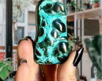 Botryoidal Malachite + Blue Chrysocolla | Natural Malachite Crystal Freeform | Intentional Congo Malachite | Heart Centered Stone