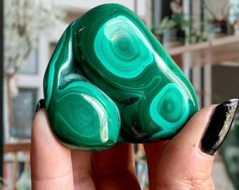 Unique Natural Malachite Crystal Freeform + Galena | Polished Congo Malachite Meditation Stone + Cave | Radiant Heart Centered Stone