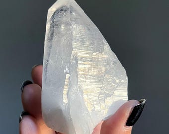 Black Phantom Lemurian Quartz | Elestial, Channeling Crystal Point | 263g | Diamantina, Brazil