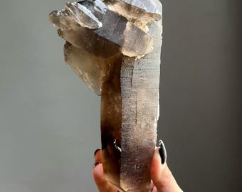 Master Record Keeper | Elestial Smoky Lemurian Isis Quartz | DT Large Lemurian Wand Statement Crystal | Phantoms + Rare Formations