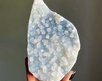 Icy Blue Chalcedony Apophyllite Crystal Cluster | Diamond Apophyllite Druzy | Rare Find | 602g Large Bubble Chalcedony Cathedral