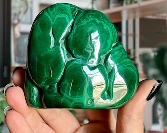 Natural Malachite | 477g Large Freestanding Crystal Freeform | Hand Polished Congo Malachite | Heart Centered Sacred Altar Stone