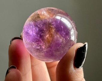 Bolivian Ametrine Crystal Sphere | Trapiche Amethyst Phantoms, Natural Citrine