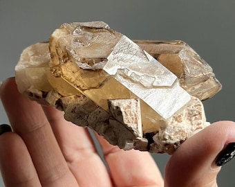 Zambian Elestial Citrine Cluster + Record Keepers | Twin Quartz Scepters + Smoky Phantoms | Rare Find | Natural Congo Citrine