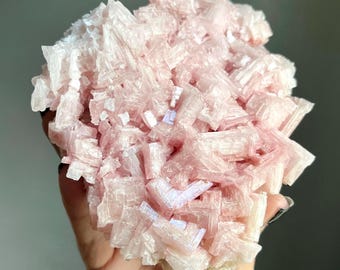 Rare Green and Pink Halite Crystal Hand Mined from Searles Lake | 442g Large Halite Mineral Salt Crystal Cluster | The Golden Ratio