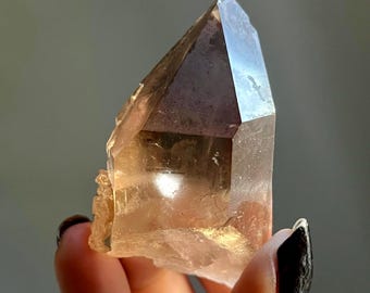 Manifestation Quartz | Natural Honey Citrine Crystal Point from Brazil with Starbrary Marks