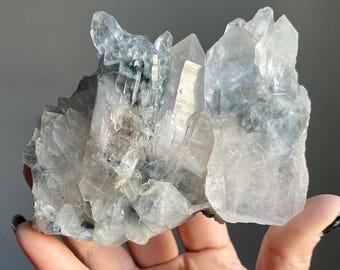 Very Rare Dow Elestial Blue Tara Quartz Cluster | Indicolite Lithium Quartz | 504g Tourmalated Quartz Record Keeper Master Crystal