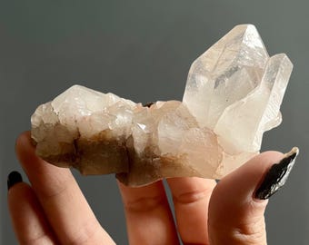 Pink Lithium Phantom Lemurian Quartz Cluster + Record Keepers | Natural Lithium Quartz Crystal Specimen | White + Pink Phantoms