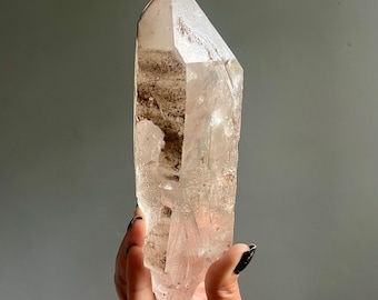 Very Rare Lightning Strike Pink Lemurian Quartz | Large Isis Crystal Point | Diamantina, Brazil (785g)