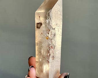 Citrine Lightning Strike Lemurian Quartz | Diamantina Laser Crystal, Fire Hematite, 403g