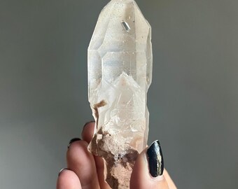 Ghost Phantom Lemurian Seed Quartz | Root Crystal Point, Pink Lithium | Goiás Brazil