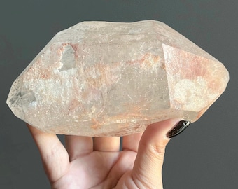Elestial Isis Pink Lithium Lemurian Phantom Quartz Point with Record Keepers | 1004g Large Double Terminated Crystal Wand from Brazil