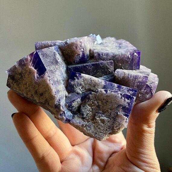 Purple Rain Pocket Lady Annabella Fluorite Cluster | Rare UV Reactive Crystal | Closed Mine