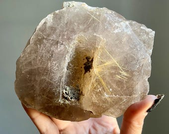 2.7 LB Golden Rutilated Smoky Quartz Master Record Keeper + Manifestation | Rare Find | Gold Rutile Quartz | Large Crystal Specimen