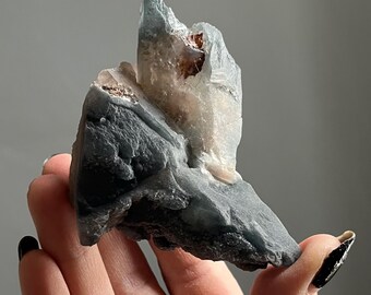 Rare Elestial Nightshade Blue Tara Quartz Cluster | Blue Indicolite + Black Riebeckite Tourmaline Rutile Crystal + Natural Lithium