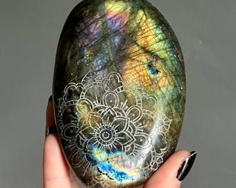 Sacred Mandala Labradorite Freeform | Rainbow Spectrolite Flash | 447g | Large Crystal Talisman from Madagascar