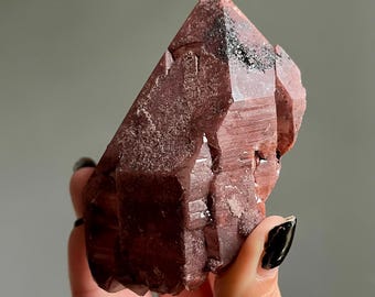 Elestial Red Dragon Quartz | Red Phantom Hematite Quartz Master Record Keeper Crystal Specimen | Red Dreamcoat + Specularite Druzy