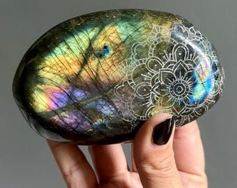 Sacred Mandala Labradorite Freeform | Rainbow Spectrolite Flash | 447g | Large Crystal Talisman from Madagascar