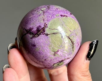 Rare Purple Stichtite Serpentine Crystal Sphere with Kammererite | Atlantisite Stone | Hand Polished Stichtite Sphere from Tasmania
