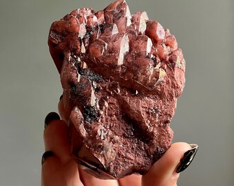 Lithium Red Dragon Elestial Quartz Master Record Keeper | Pink + Red Phantoms | 300g | Rare Crystal Specimen + Specularite Druzy