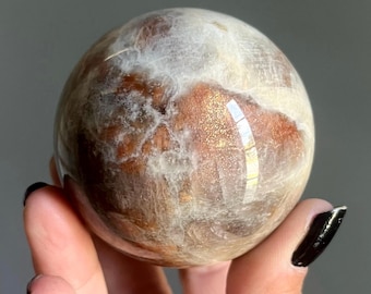 Tanzanian Sunstone Moonstone Sphere | Blue Flash + Rainbow Lattice | Blue Moonstone + Golden Sunstone | 348g Large Crystal Sphere