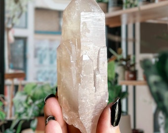 Pink Lithium Lemurian Quartz from Brazil | Old Stock Phantom Lithium Quartz Record Keeper | Natural Lithium Cathedral Quartz